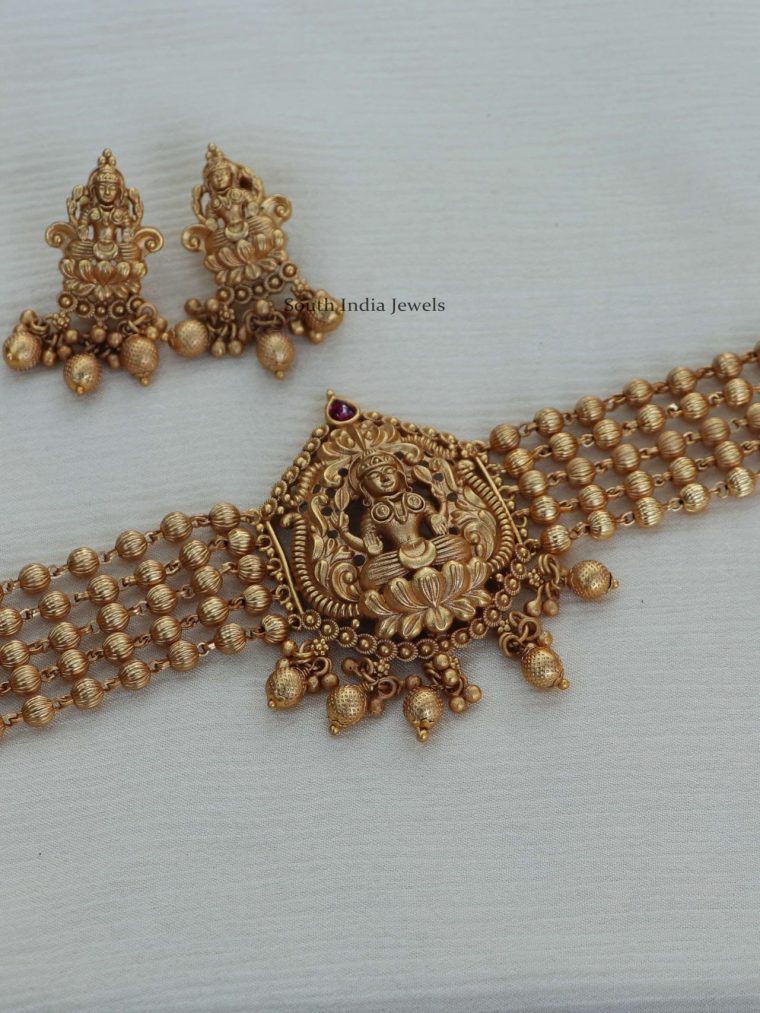 Beautiful Gold Beads Lakshmi Choker