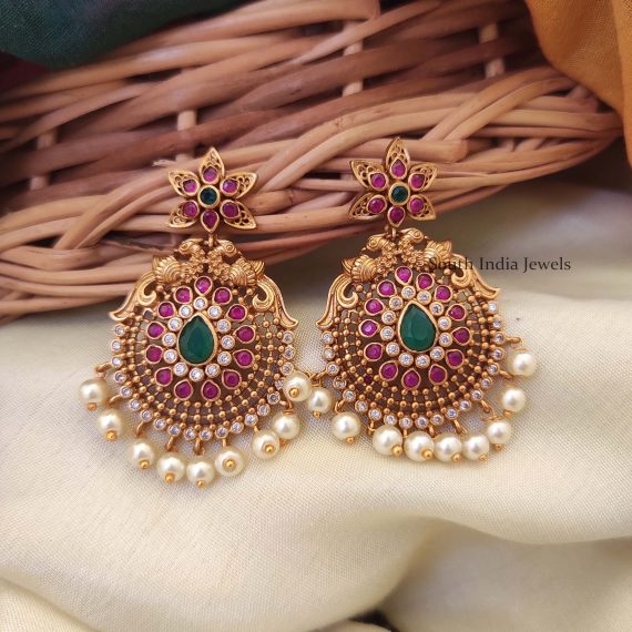 Beautiful Peacock Design Earrings - South India Jewels