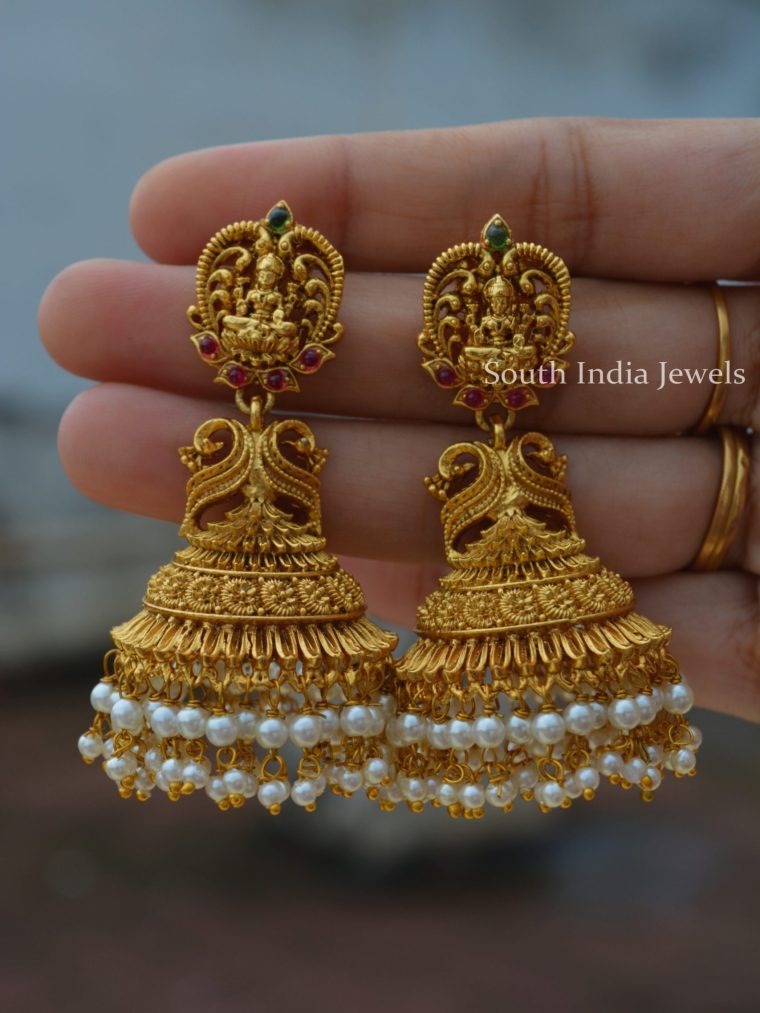 Beautiful Pearl Lakshmi Jhumkas