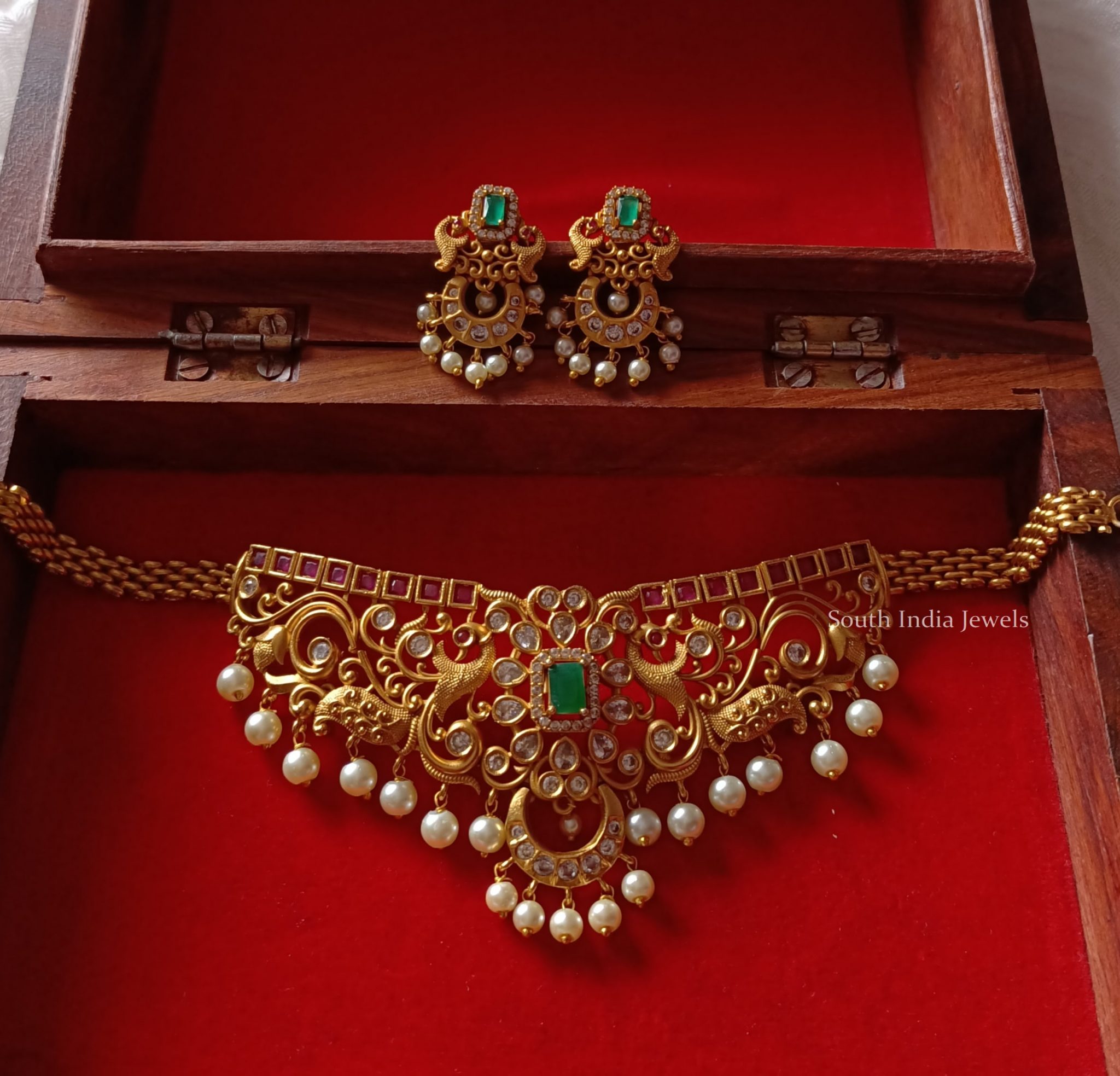 Bridal High Neck Choker Set - South India Jewels