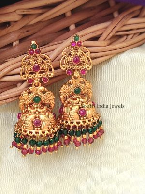 Elegant Double Peacock Beaded Jhumka-01