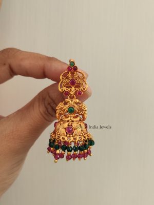 Elegant Double Peacock Beaded Jhumka-02