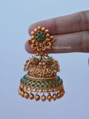 Elegant Gold Bead Peacock Jhumkas