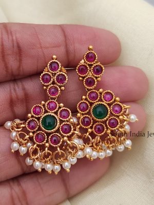 Elegant Kemp Attigai Necklace with Earrings-02