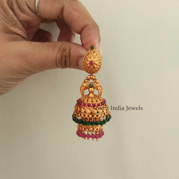 Excellent Mutlistone Two Layer Jhumkas