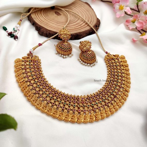 Gold Plated Laxshmi Coin Droplet Necklace.. (2)