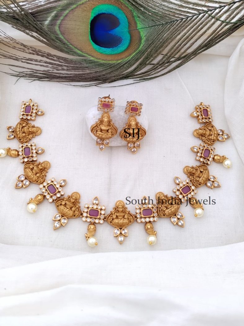 Pretty Multistone Lakshmi Necklace