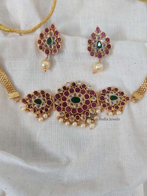 Simple Multi Stone Choker and Earrings-01