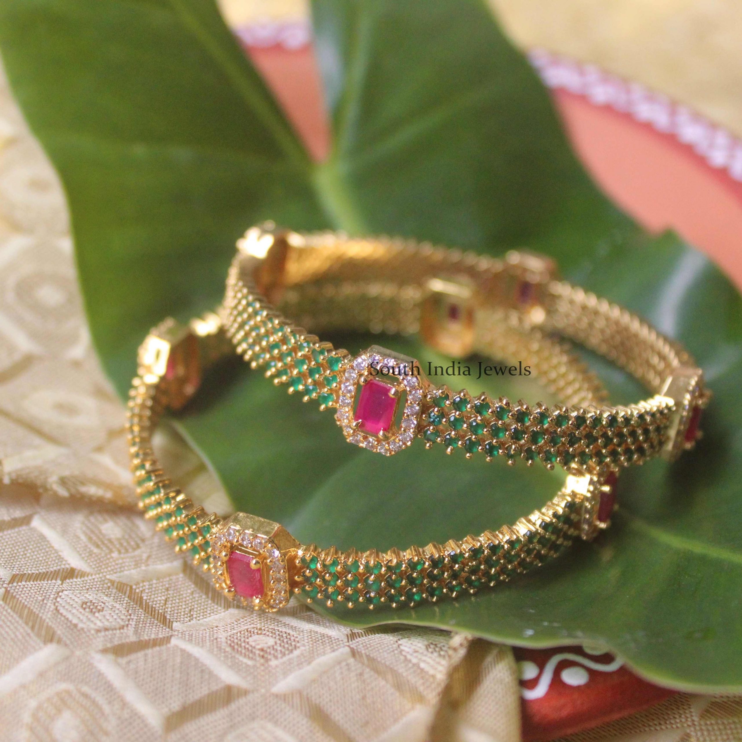 Ruby Emerald Pachi Flat Diamond Bracelet