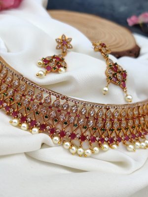 Stunning Multi Stone Choker and Earrings (1)