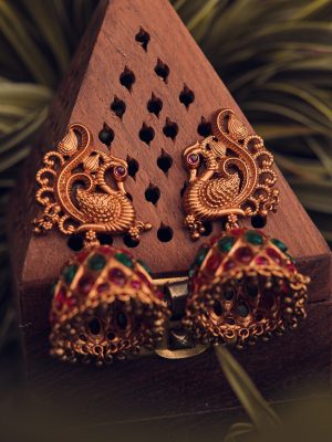 Stunning Peacock Kemp Jhumkas