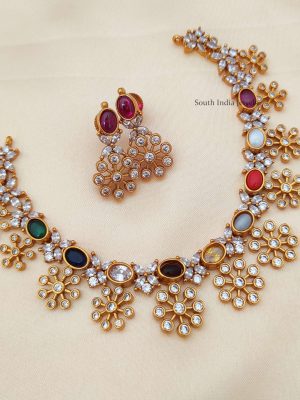 Traditional Navarathna Floral Necklace