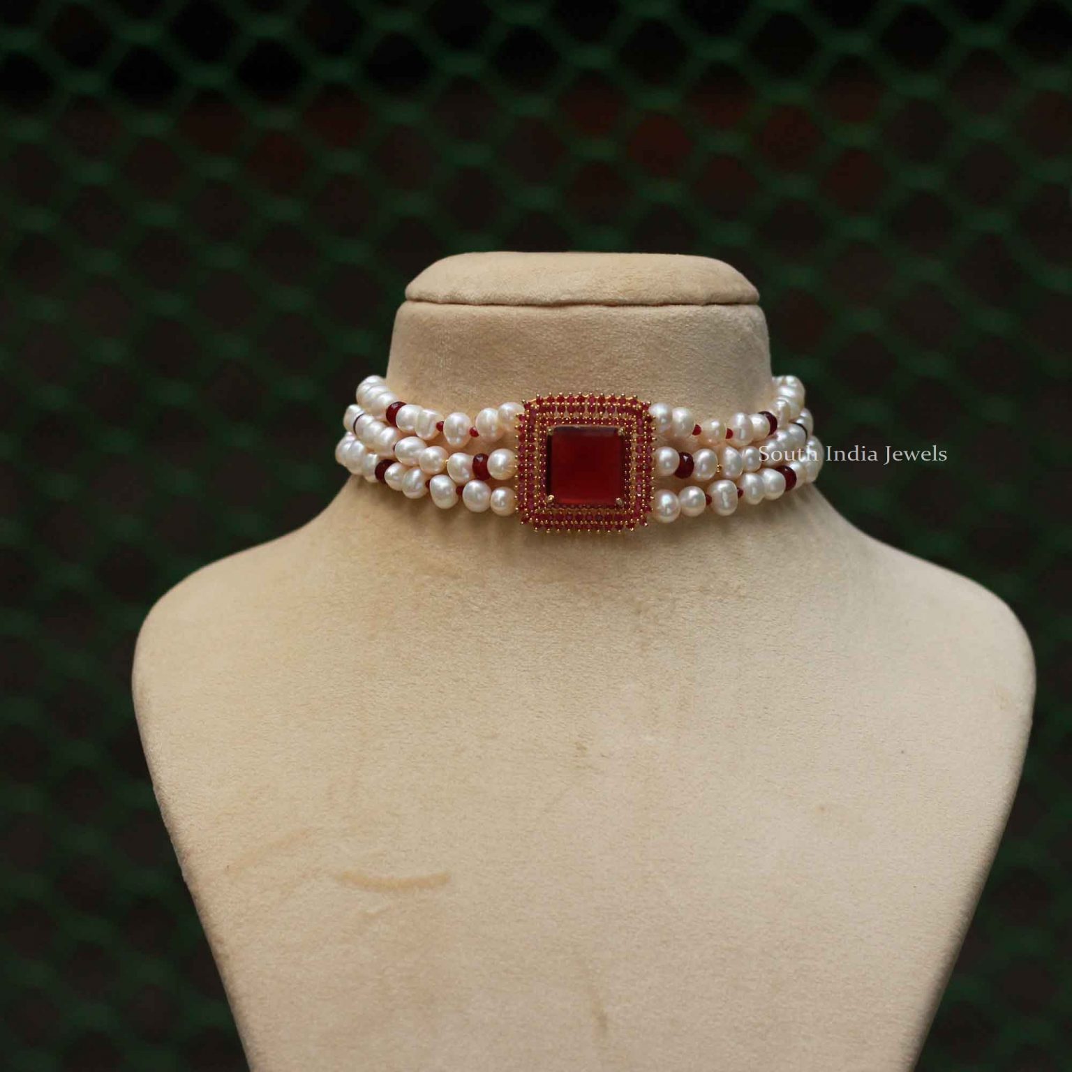 Beautiful Pearl Choker Set South India Jewels Choker 