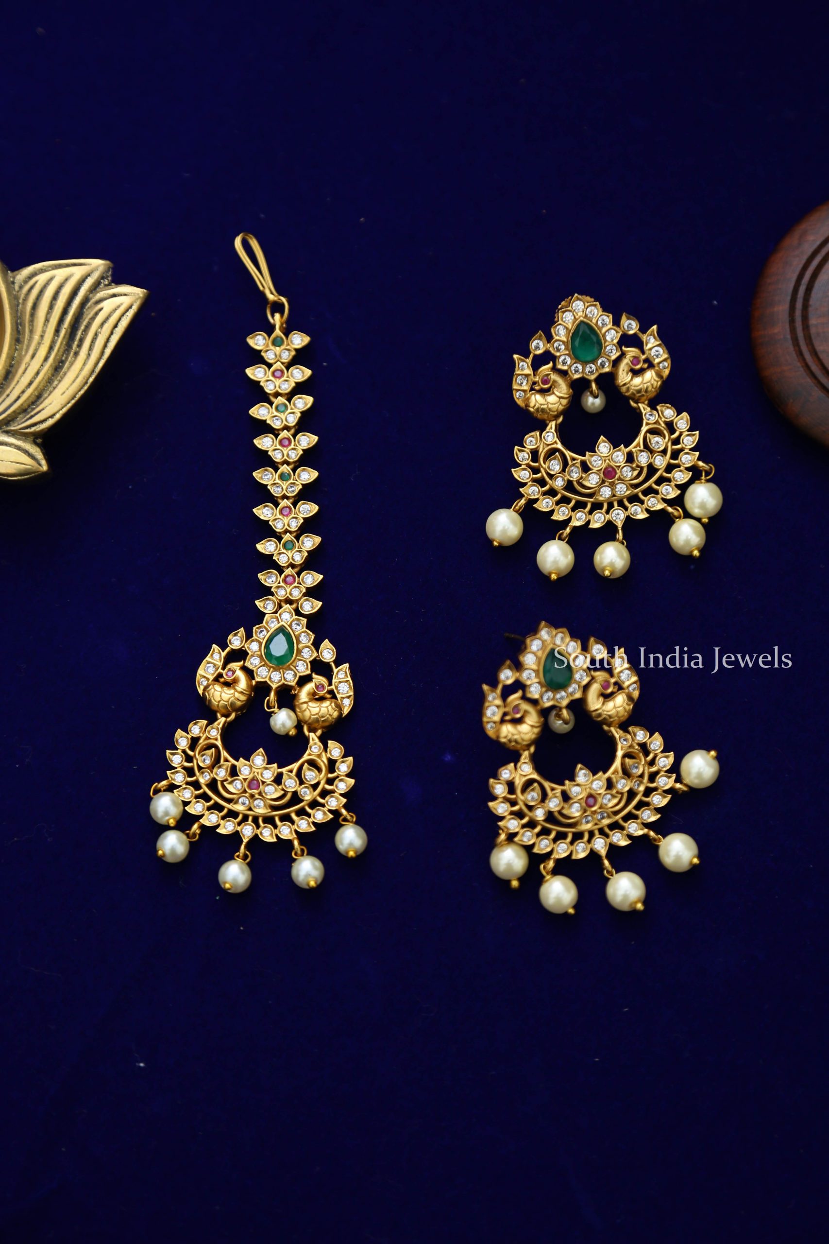Trendy Maang Tikka and Earrings - South India Jewels