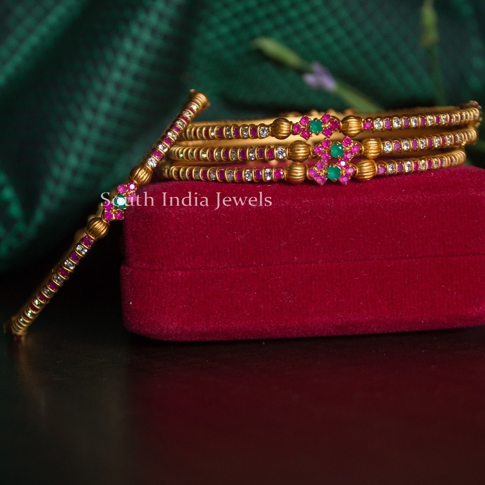 Unique Flower Design Bangles - South India Jewels