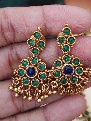 Unique Green and Blue Attigai Necklace
