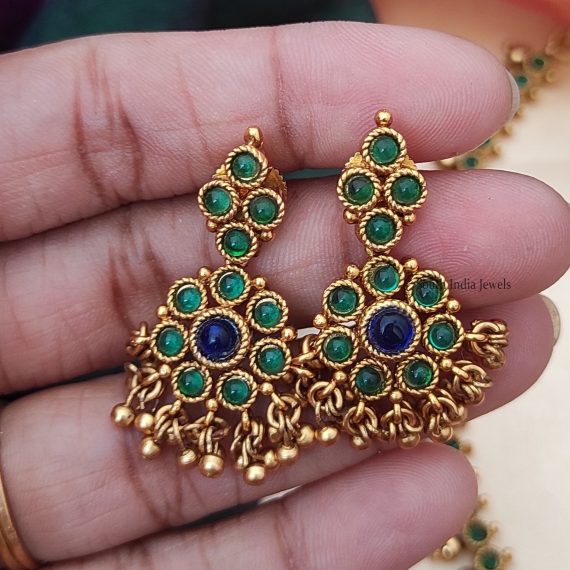 Unique Green and Blue Attigai Necklace