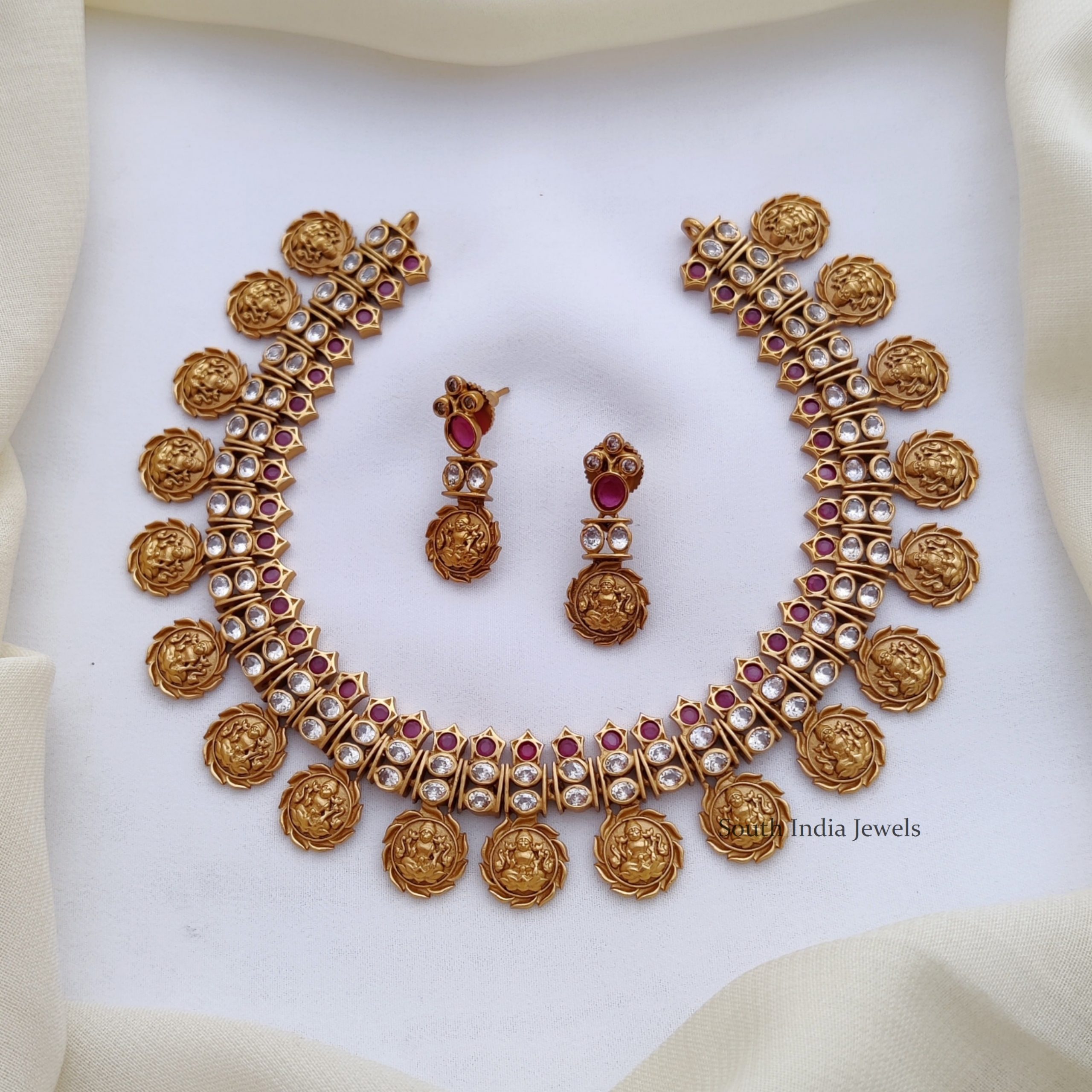 Adorable Lakshmi AD and Ruby Stone Necklace-01