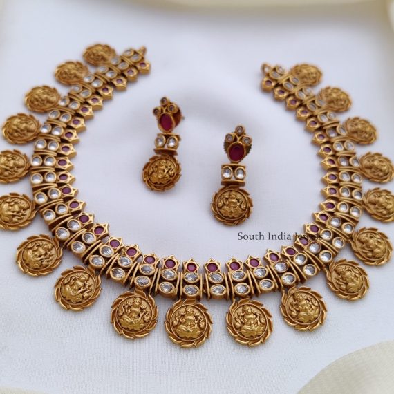 Adorable Lakshmi AD and Ruby Stone Necklace-02