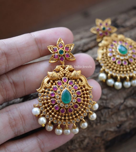 Adorned Stylish Chandbali Earrings - South India Jewels