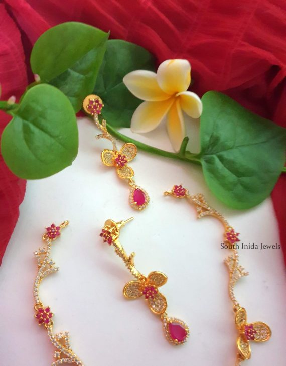 Beautiful Flower Design CZ Stone Necklace