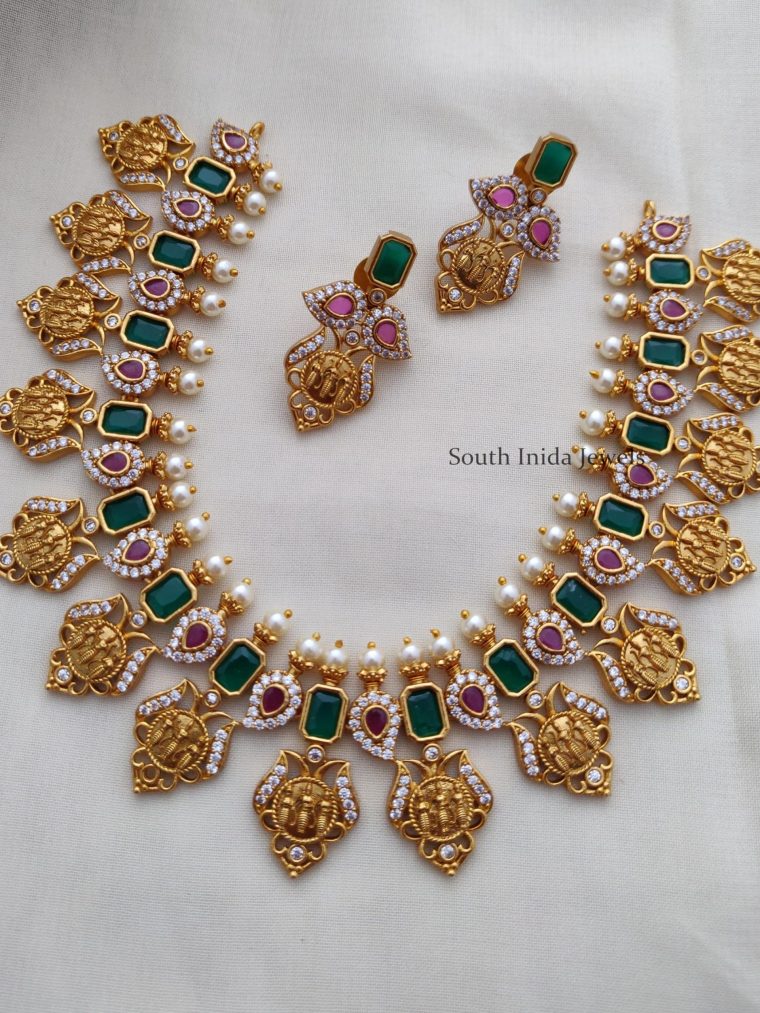 Beautiful Green and Red Ram Parivar Necklace