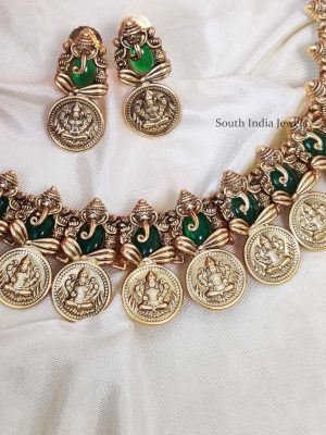 Beautiful Lakshmi Ganesh Green Stone Necklace (2)