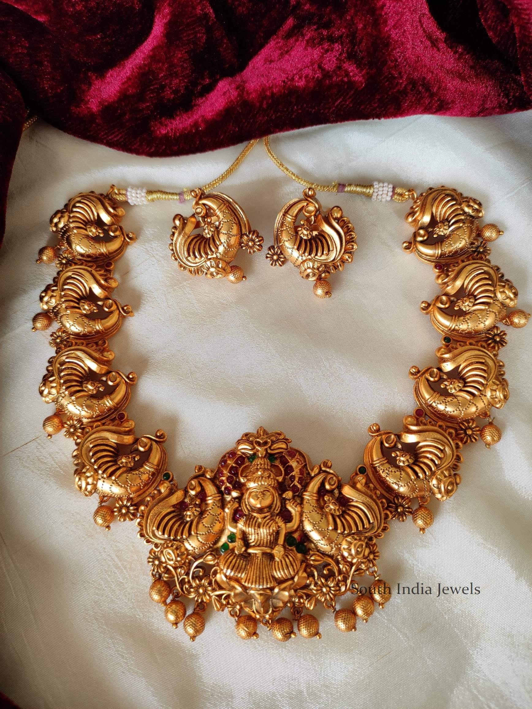 Beautiful Lakshmi Peacock Design Necklace (3)