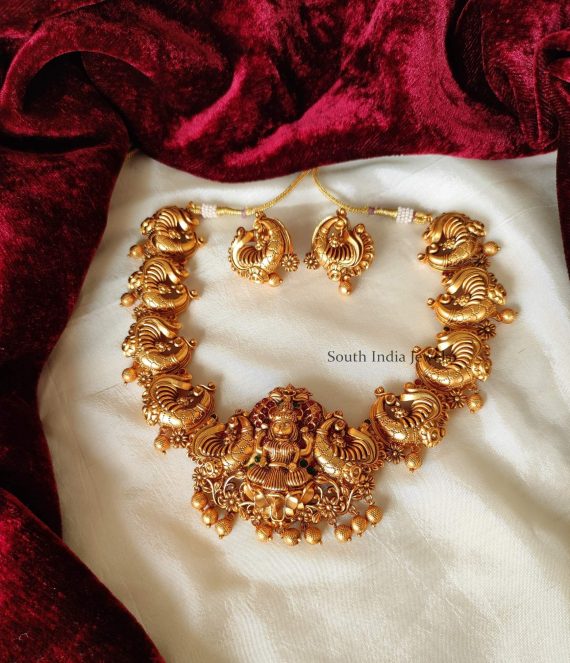 Beautiful Lakshmi Peacock Design Necklace