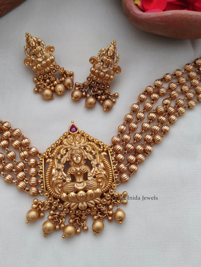 Classic Golden Beads Lakshmi Matte Choker