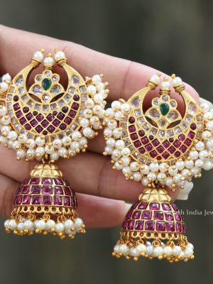 Elegant Kemp Half Moon Jhumkas (3)