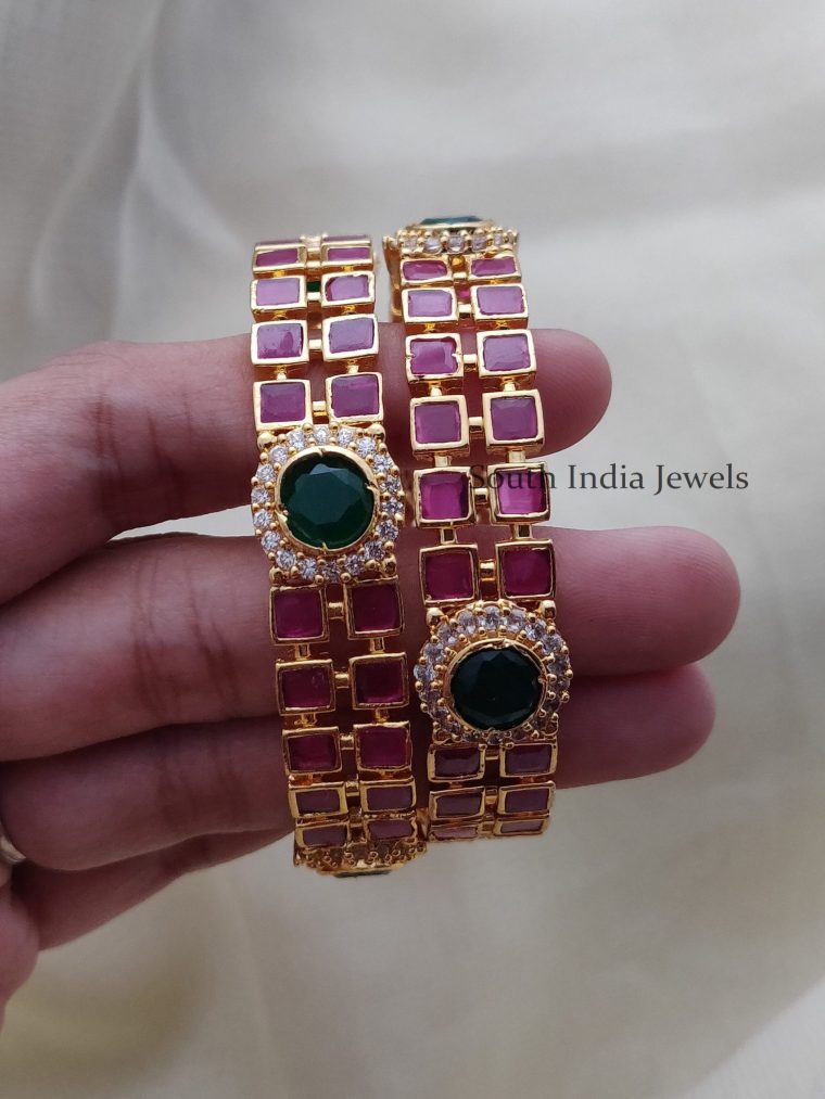 Elegant Red and Green AD Bangles (2)