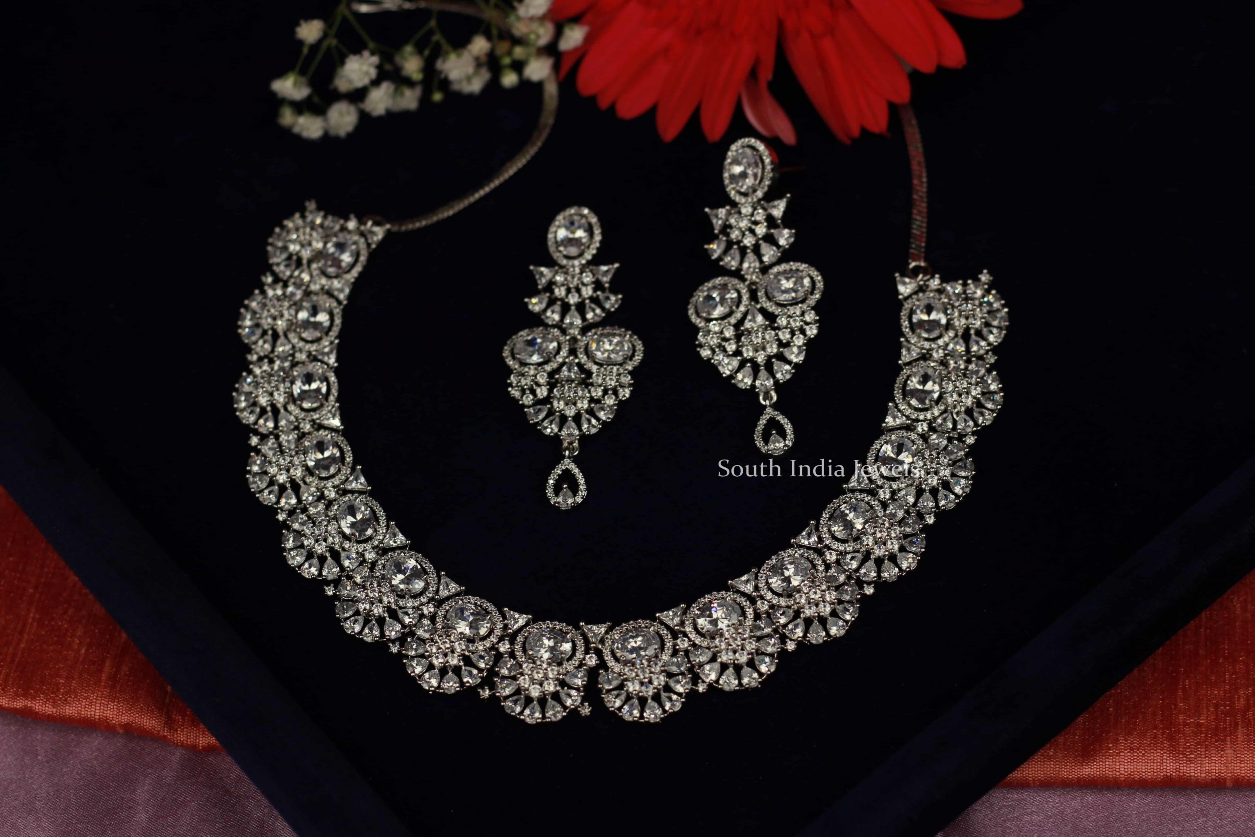 Party Wear Silver White stone semi bridal set, Box at Rs 5000/set in Chennai