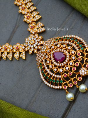 Gorgeous Flower Design AD Necklace (2)