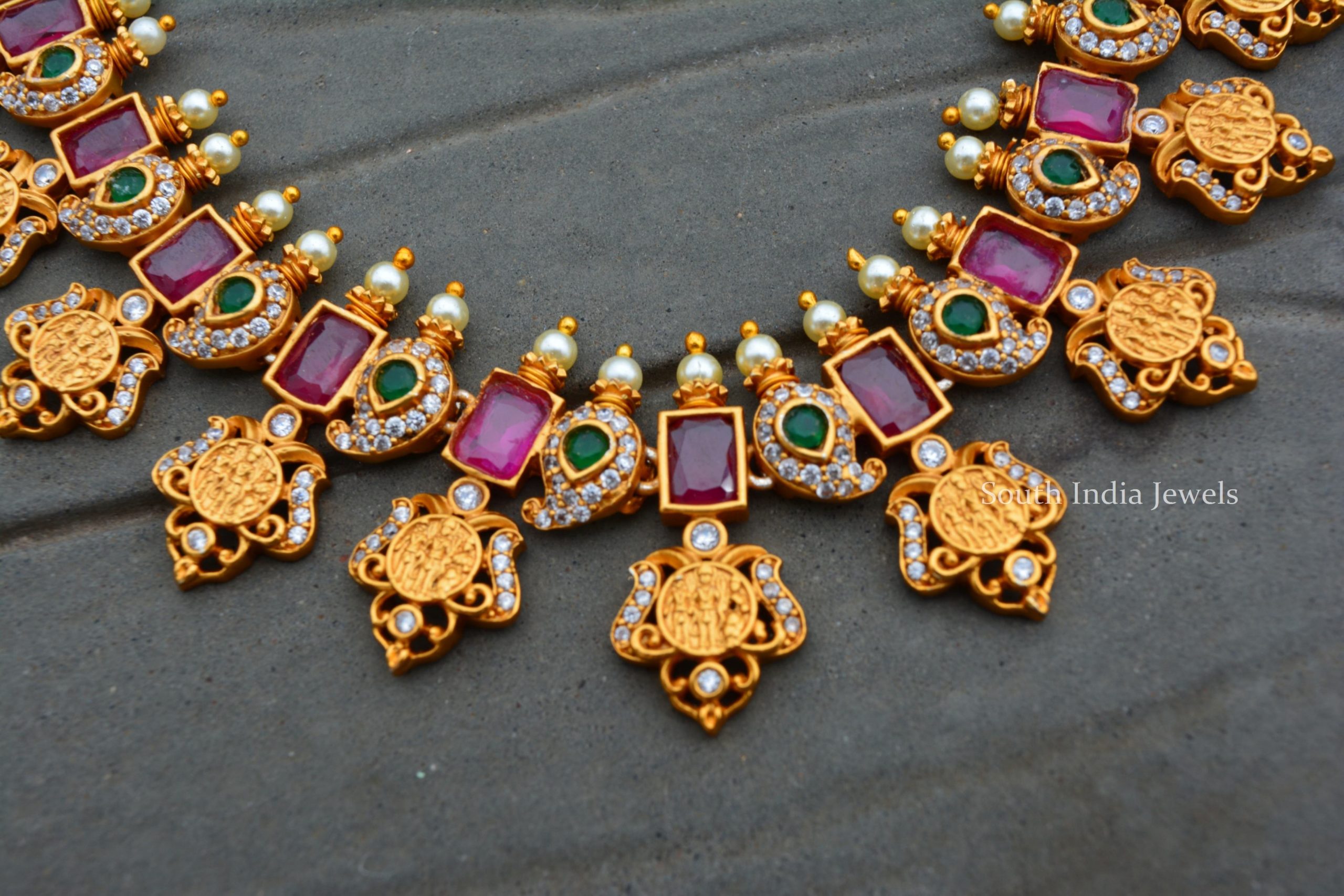 Gorgeous Ram Parivar AD Stone Haram - South India Jewels