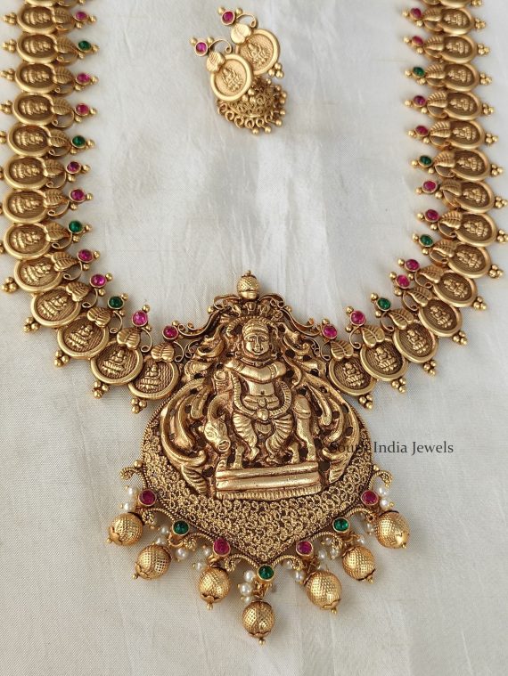 Grand Gokula Krishna Pendant Lakshmi Coin Haram