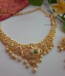 Grand Peacock Design Gold Tone Necklace