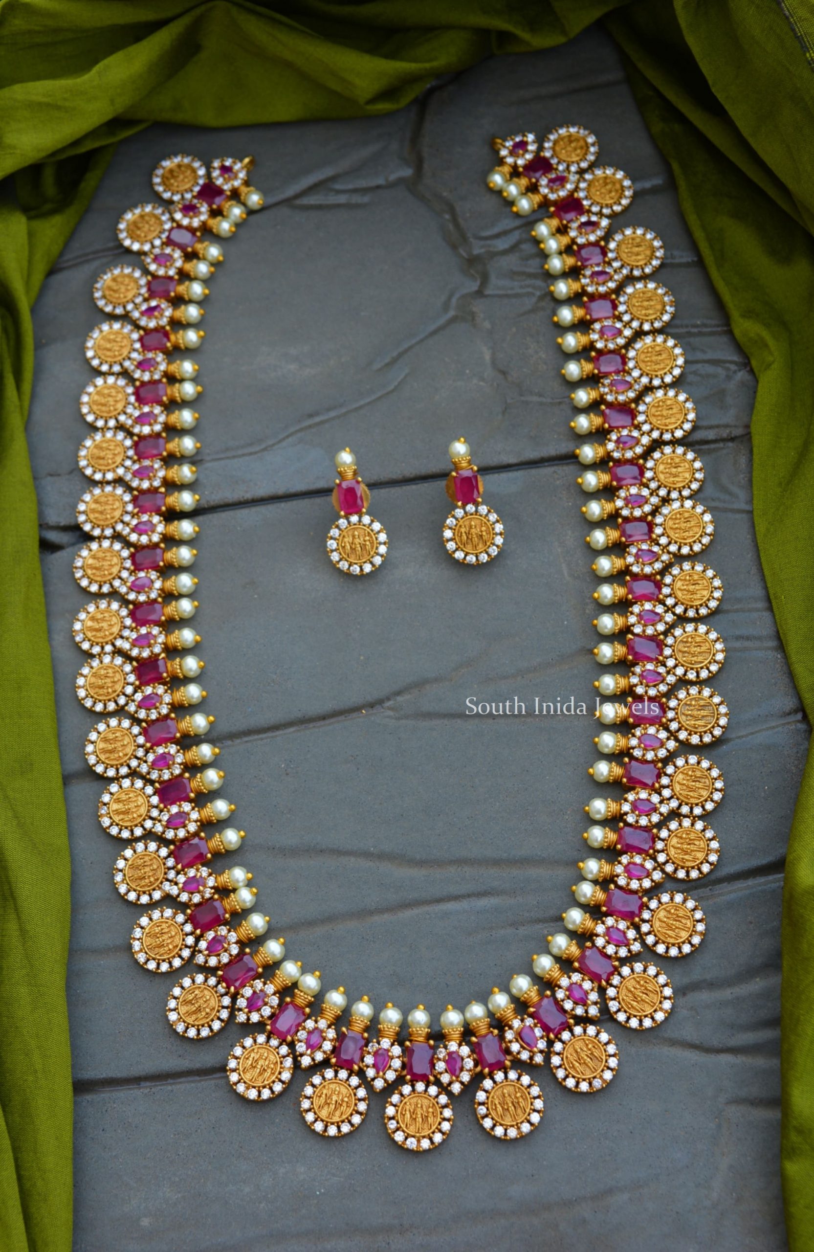 Grand Ram Parivar Emerald Red Haram Set