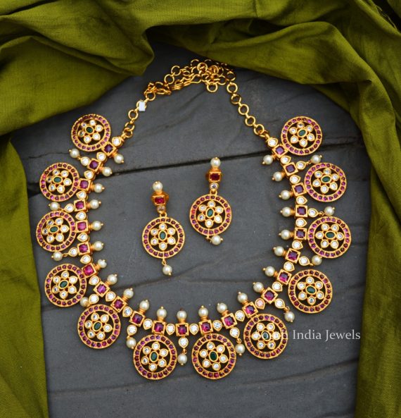 Mesmerizing Kemp and AD Necklace - South India Jewels