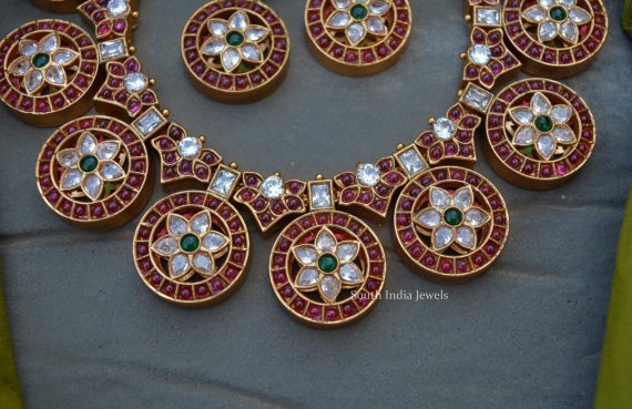Traditional Red and White Stone Coin Necklace (2)