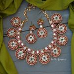 Traditional Red and White Stone Coin Necklace