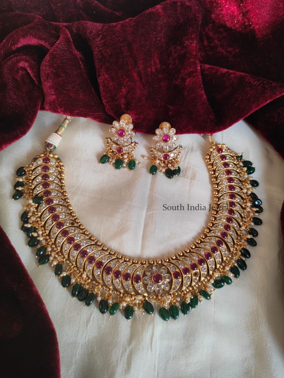 Traditional AD Stone Necklace - South India Jewels