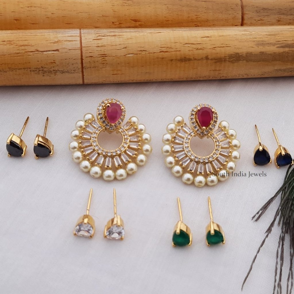 Trendy Chandbali Changeable AD Earrings - South India Jewels