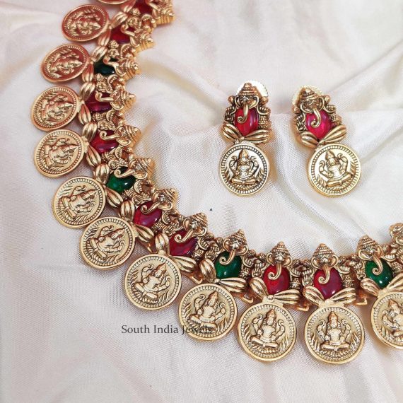 Trendy Lakshmi Ganesh Multi Stone Necklace (2)