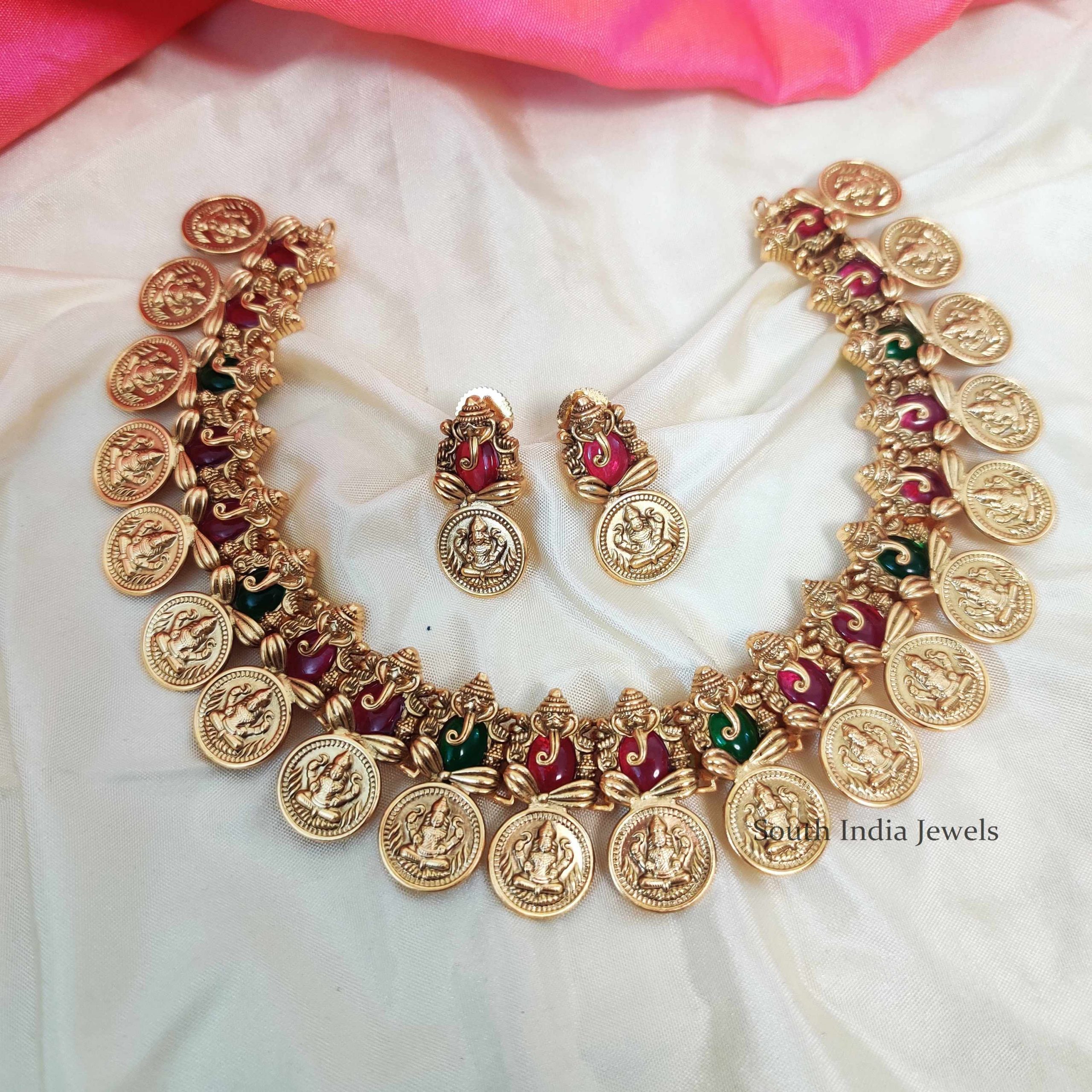 Trendy Lakshmi Ganesh Multi Stone Necklace
