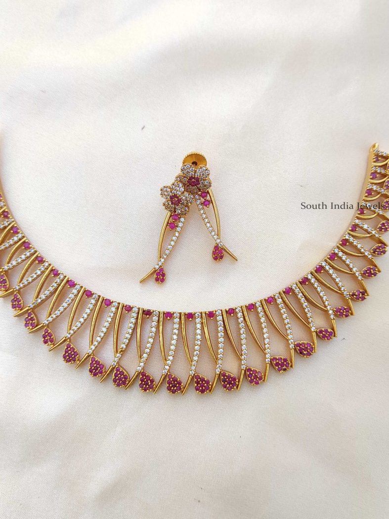 Unique Pink Mallu Design Necklace