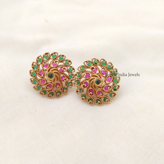 Kemp & Green Stone Ear Studs - South India Jewels