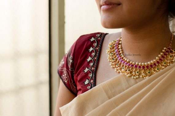 Beautiful Ruby & Pearl Necklace (2)