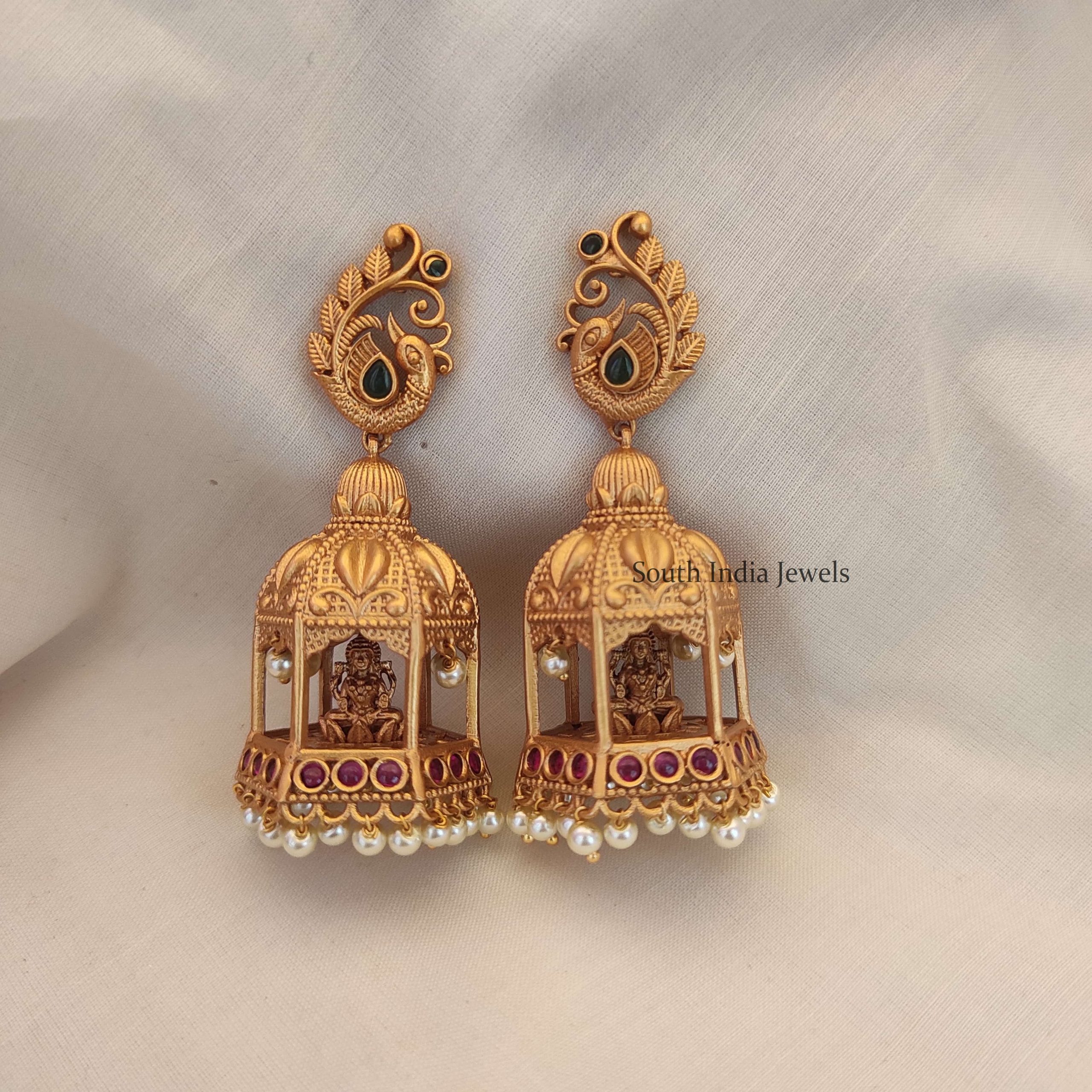 Beautiful Temple Design Long Earrings