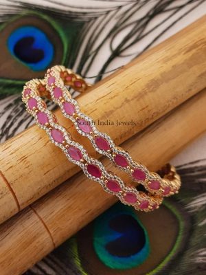 Cute CZ & Ruby Stone Bangles